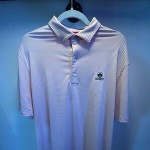 Johnnie-O Striped Performance Polo – Oldfield Logo